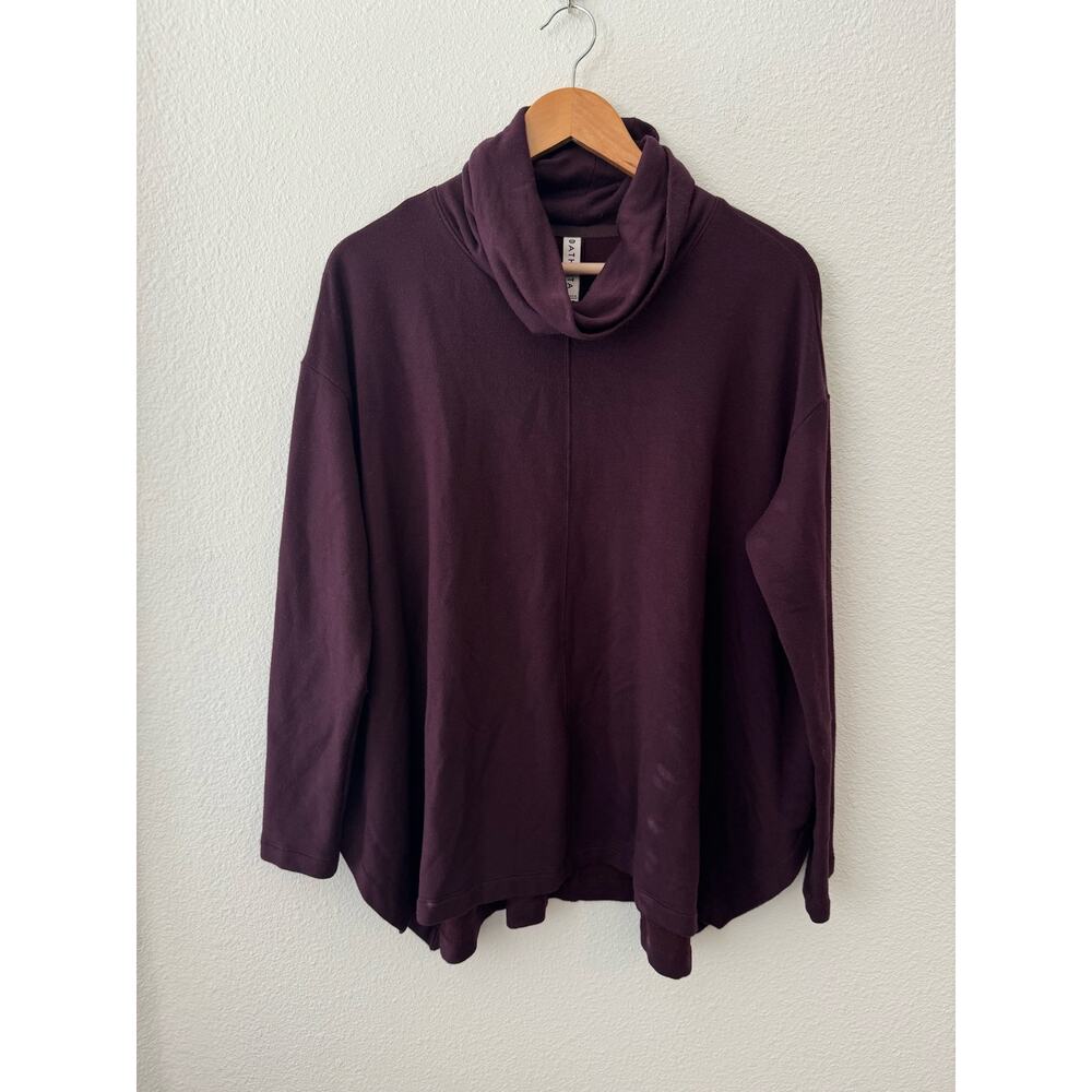 Athleta Women’s Ethereal Brushed High Neck, maroon SIZE small oversized comfy